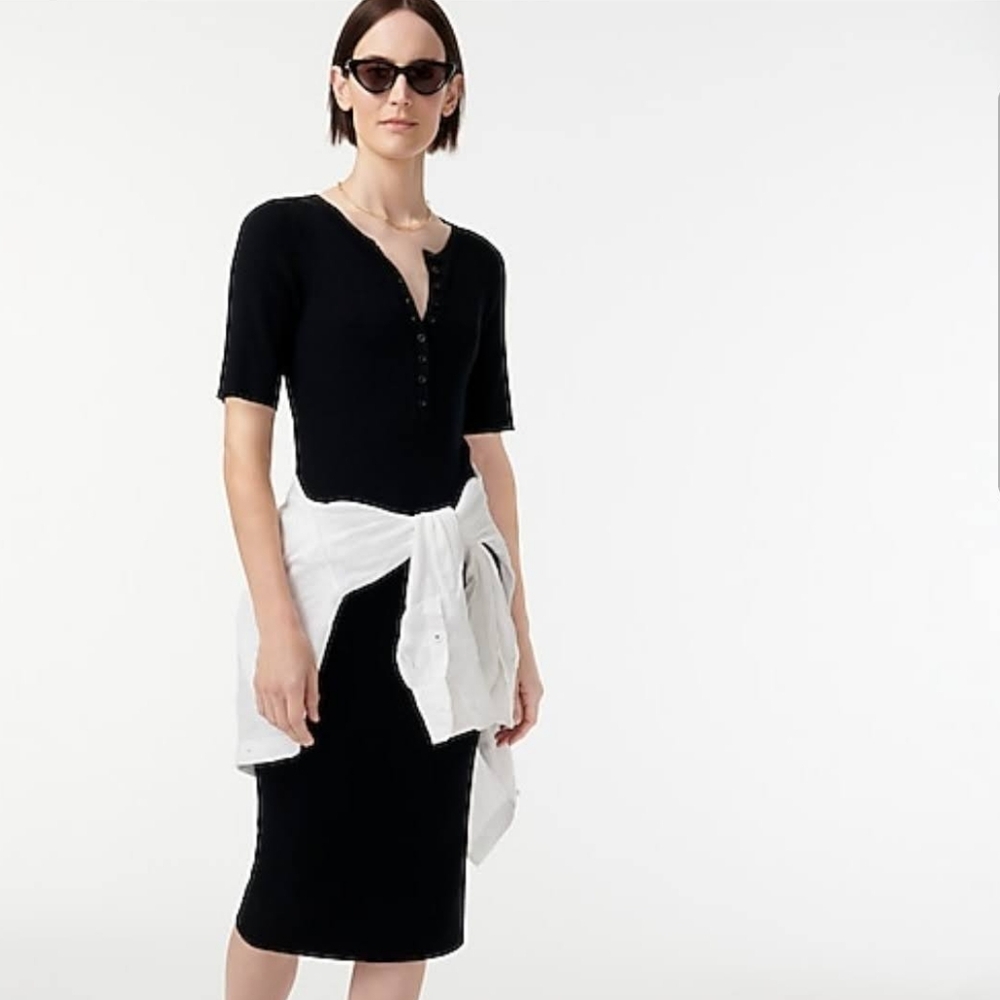J. Crew Black Ribbed Sweater Dress